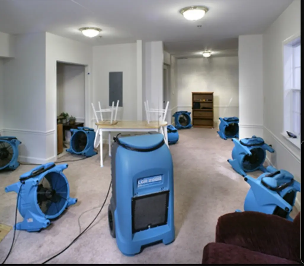 Air movers and dehumidifier setup for Water Damage Restoration in Palmetto Bay