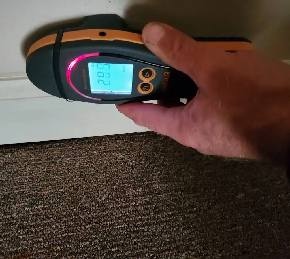 Moisture detection at baseboard during Burst Pipe Cleanup in Palmetto Bay